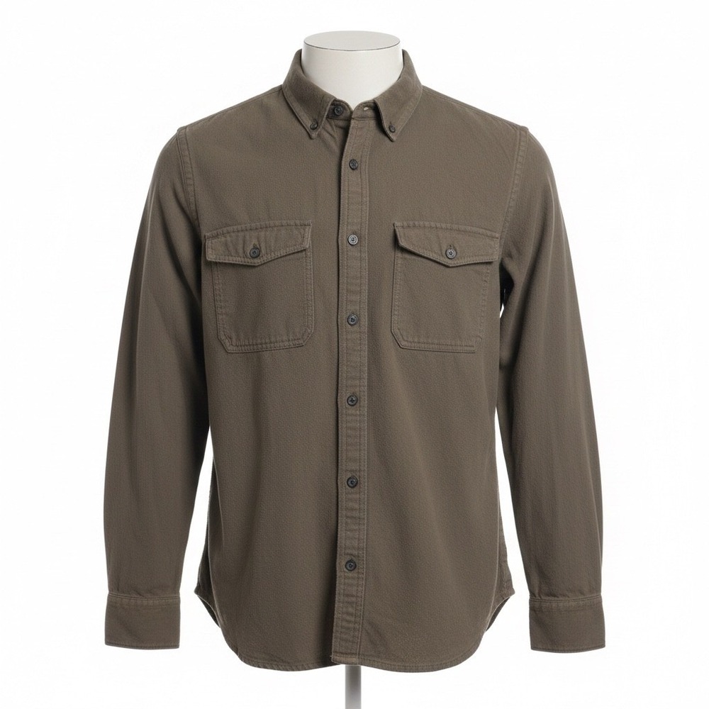 Everlane Olive Cotton Overshirt Mens M Utility Button Front Field Shirt Workwear